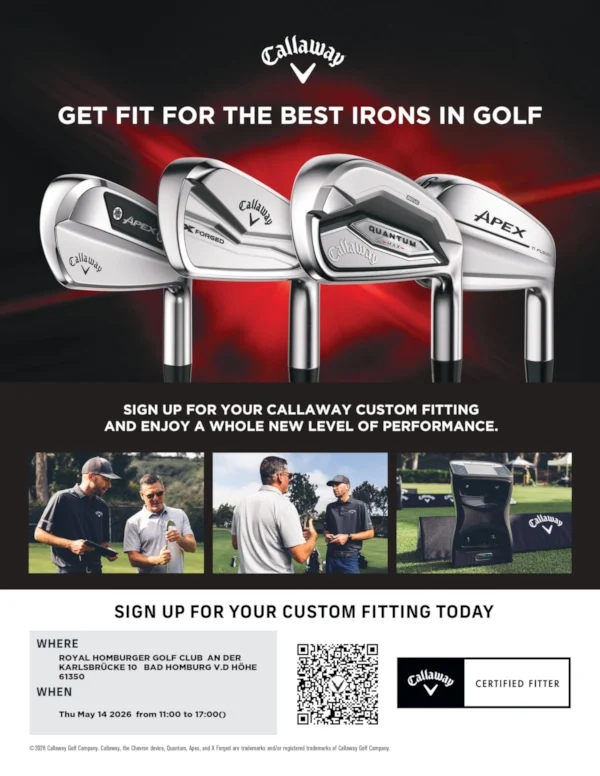 Callaway Golf Fitting- und Demotag am 14. Mai 2026 von 11 bis 17 Uhr in Bad Homburg (Quantum, Apex Eisen)
