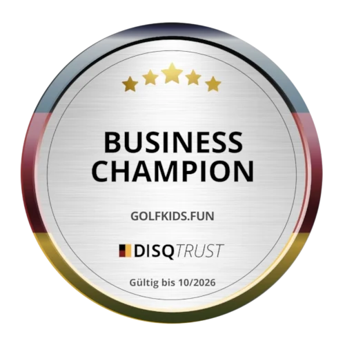 Das Business Champion-Siegel von DISQTrust bestätigt herausragende Leistungen für Golfkids, Golfteens & ihre Familien