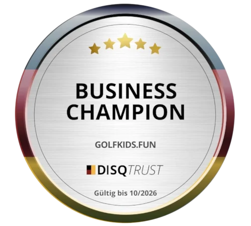 Das Business Champion-Siegel von DISQTrust bestätigt herausragende Leistungen für Golfkids, Golfteens & ihre Familien Das Business Champion-Siegel von DISQTrust bestätigt herausragende Leistungen für Golfkids, Golfteens & ihre Familien